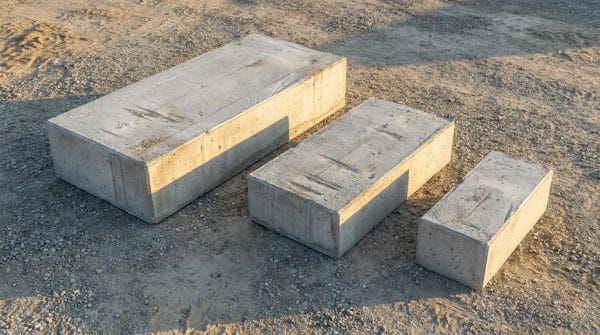 Иллюстрация стандартных размеров блоков ФБС с указанием длины, ширины и высоты